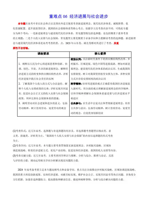 重难点06 经济发展与社会进步(解析版)