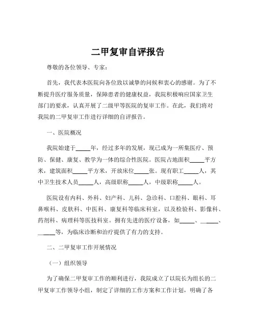 二甲复审自评报告