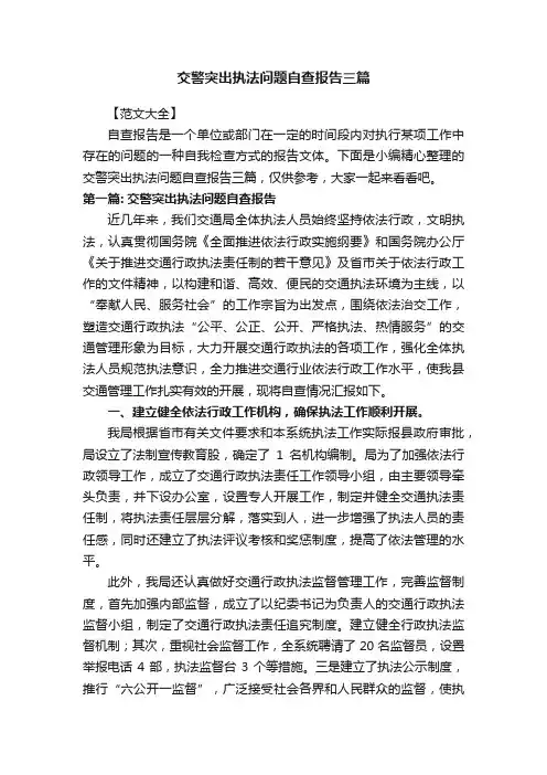 交警突出执法问题自查报告三篇