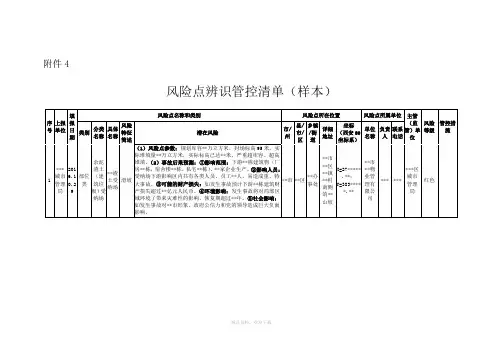 风险点辨识管控清单(样本)