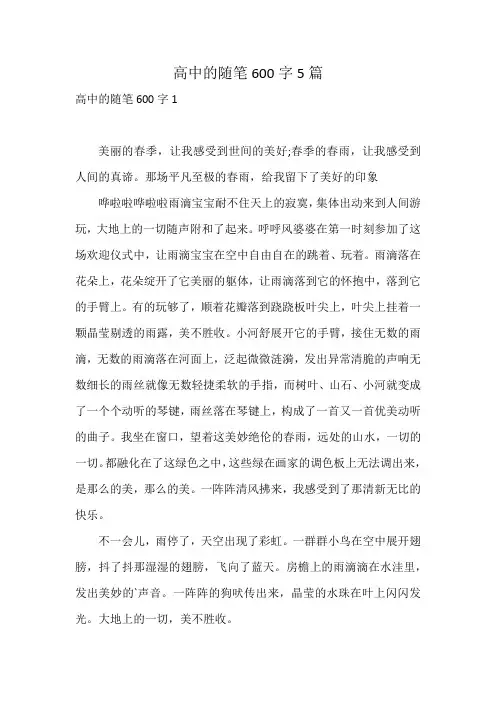 高中的随笔600字5篇