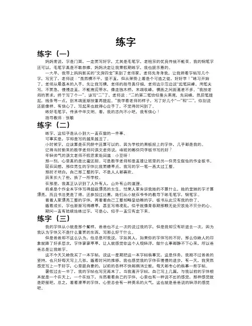 练字作文共九篇