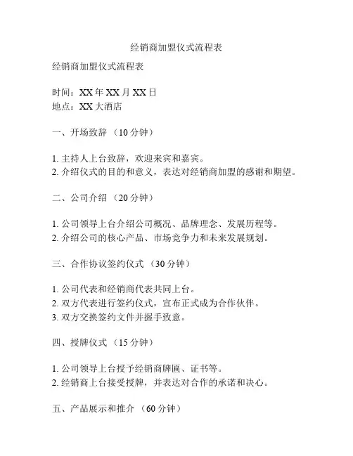 经销商加盟仪式流程表