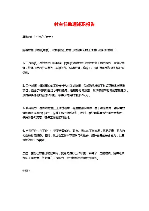 村主任助理述职报告