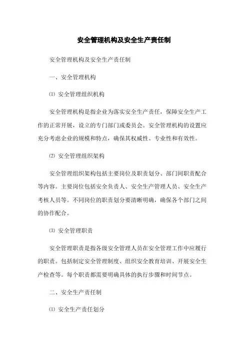安全管理机构及安全生产责任制