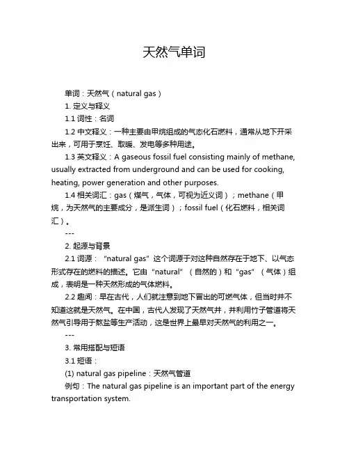 天然气单词