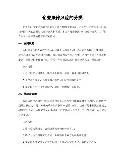 企业法律风险的分类