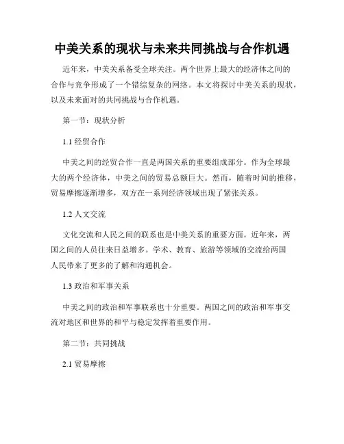 中美关系的现状与未来共同挑战与合作机遇