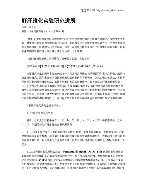 肝纤维化实验研究进展