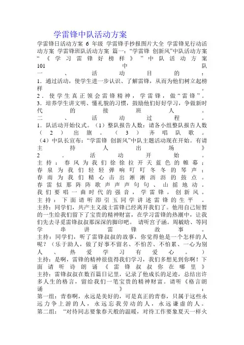 学雷锋中队活动方案