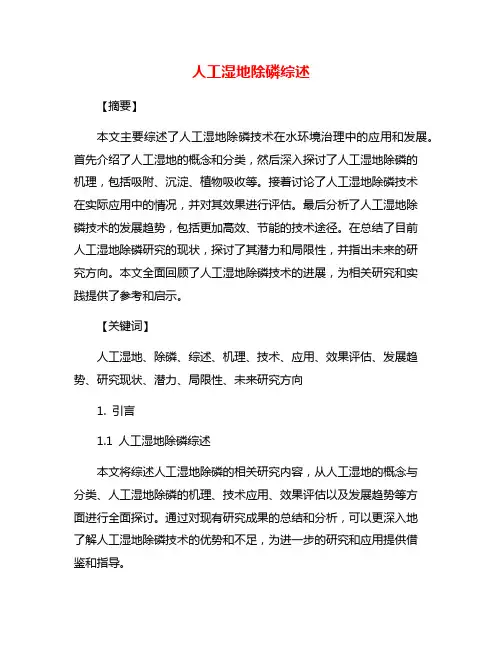 人工湿地除磷综述