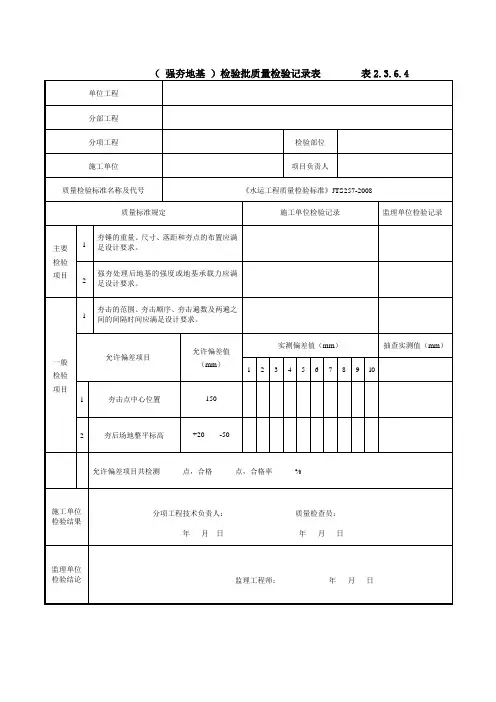 表2.3.6.4 强夯地基质量检验评定表