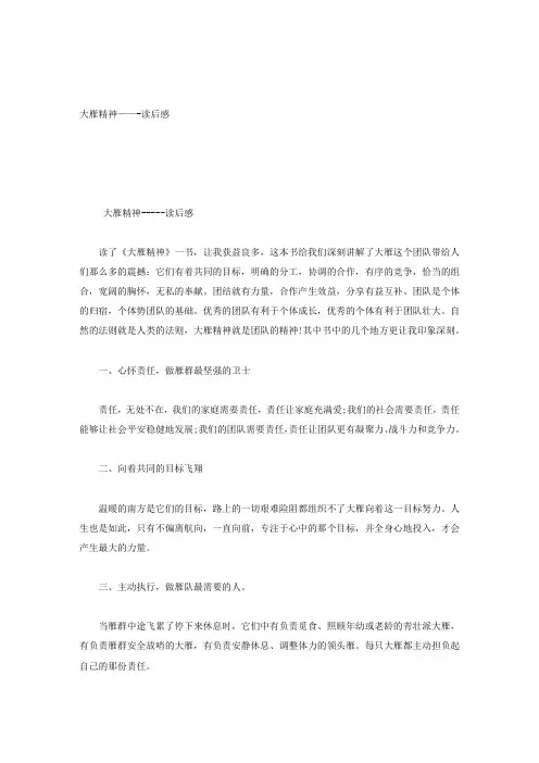 大雁精神——-读后感