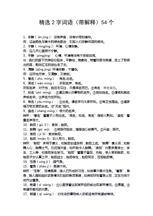 40个2字词语十解释