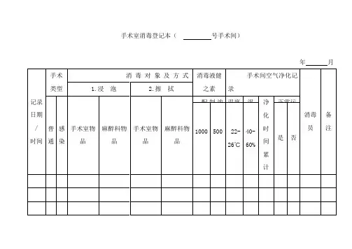 手术室消毒登记本