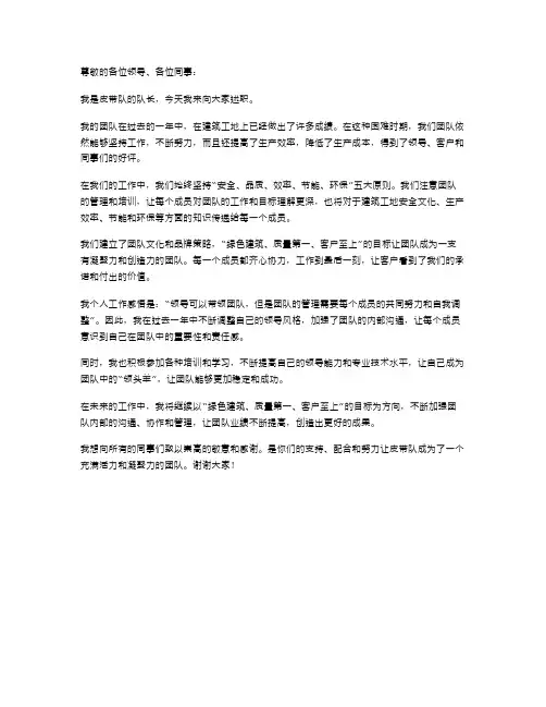 皮带队队长述职报告