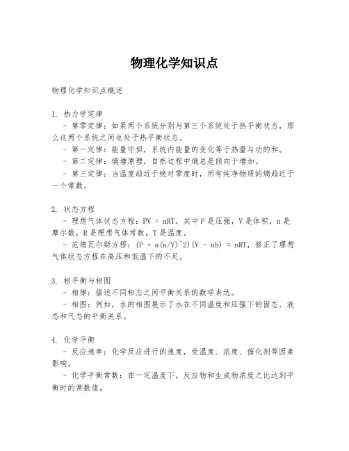 物理化学知识点