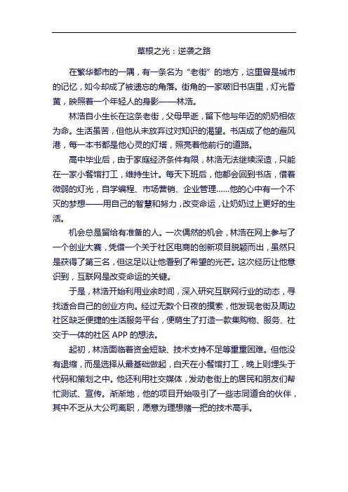草根之光：逆袭之路(1)