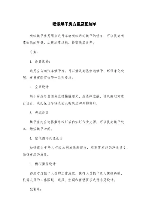 喷漆烘干房方案及配制单