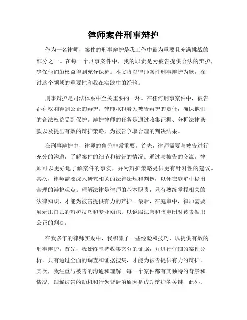 律师案件刑事辩护
