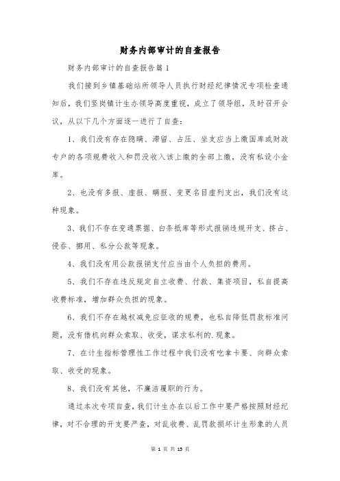 财务内部审计的自查报告