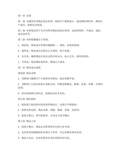 车间物品进出管理制度范本