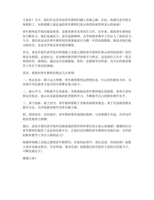 欢送青年教师实践发言稿