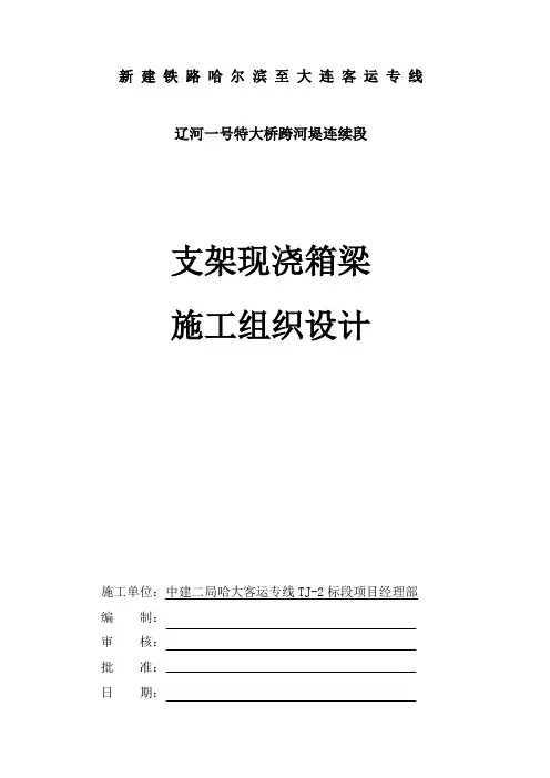 哈大客运专线跨辽河大堤施工方案