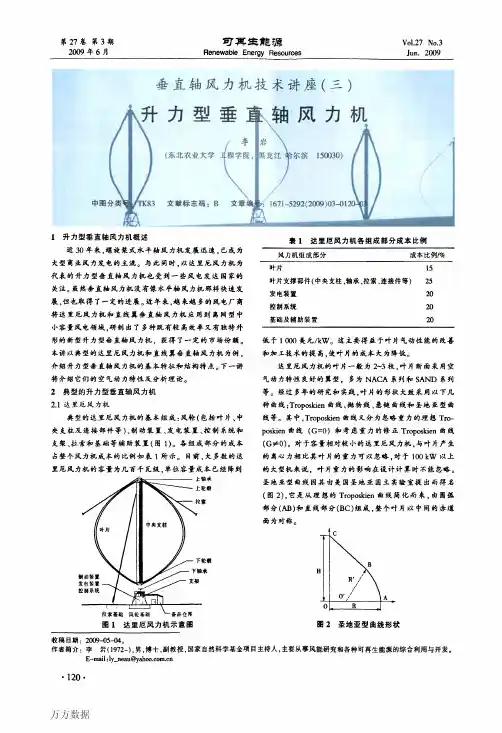 3力机技术讲座(三)升力型垂直轴风力机