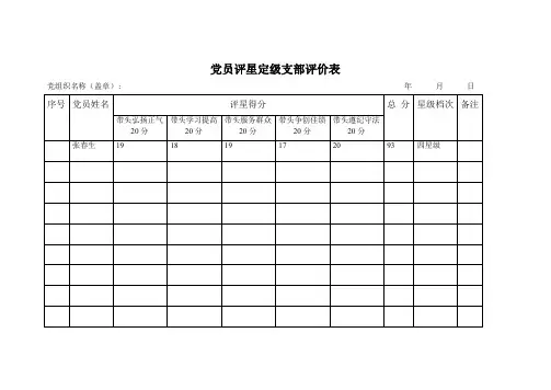 2019-2020党员评星定级支部评价表