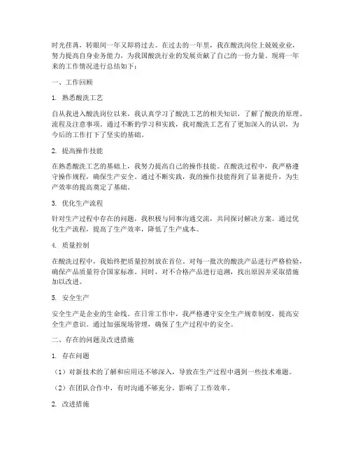 酸洗个人工作总结