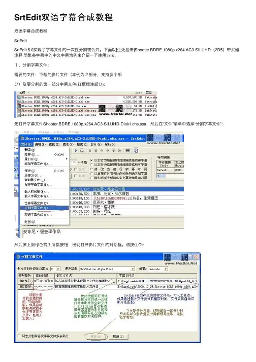 SrtEdit双语字幕合成教程