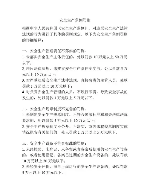 安全生产条例罚则