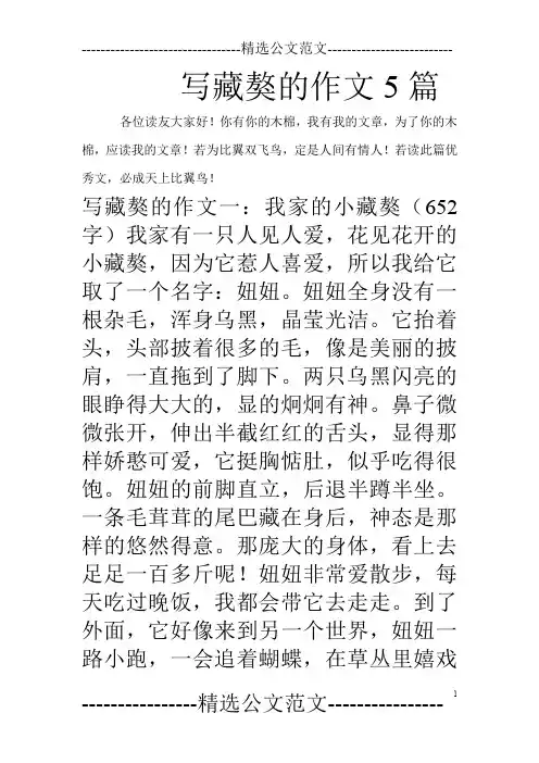写藏獒的作文5篇