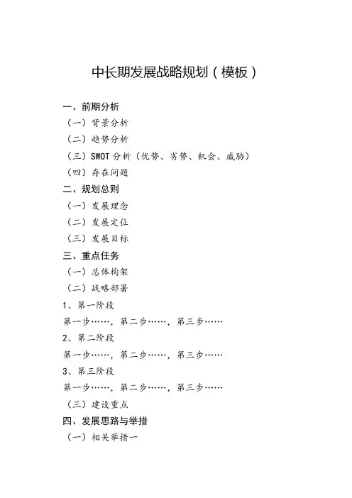 中长期发展战略规划(模板)