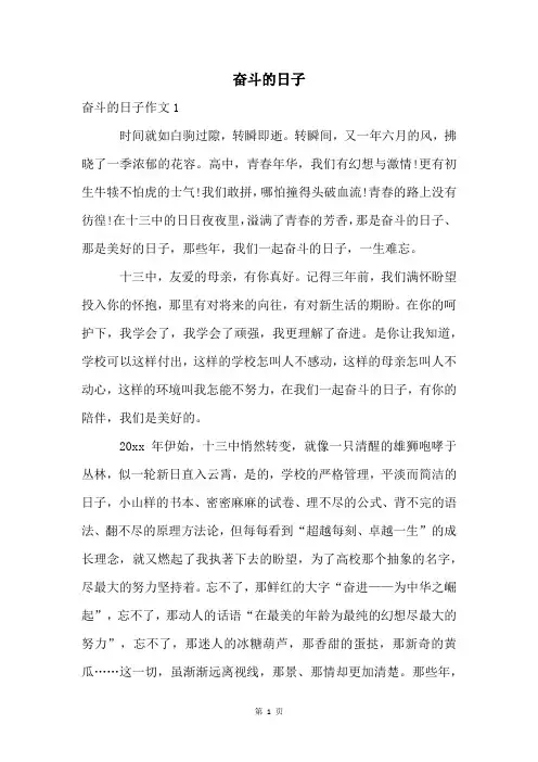 奋斗的日子