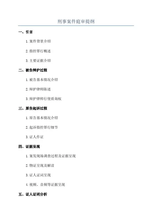 刑事案件庭审提纲