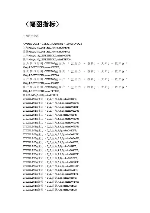 很棒的大智慧指标公式-主力进出