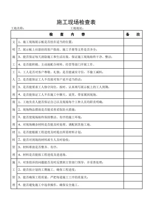 施工现场检查表