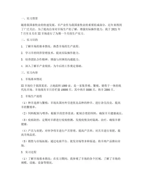 羊场生产实习报告