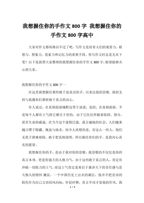 我想握住你的手作文800字 我想握住你的手作文800字高中_12023年