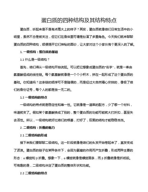 蛋白质的四种结构及其结构特点