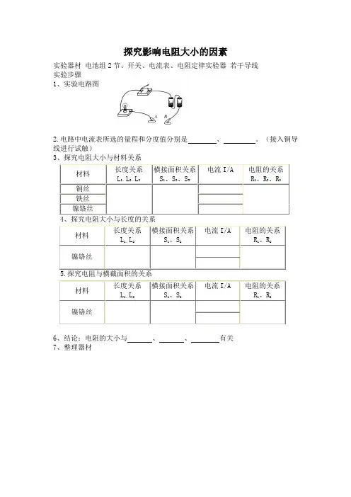 探究影响电阻大小的因素