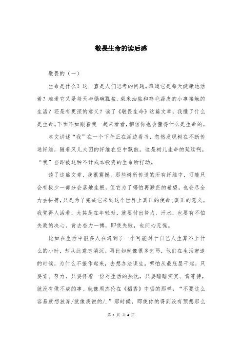 敬畏生命的读后感
