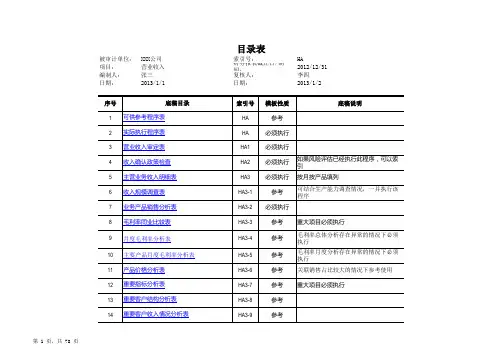 营业收入审计底稿