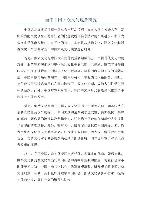 当下中国大众文化现象研究