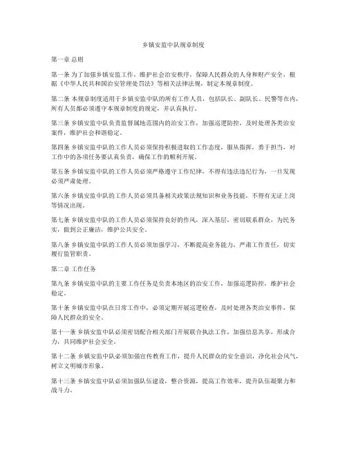 乡镇安监中队规章制度