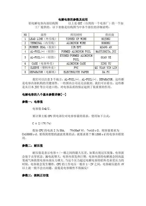 电解电容的参数及应用