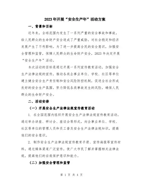 2023年开展“安全生产年”活动方案