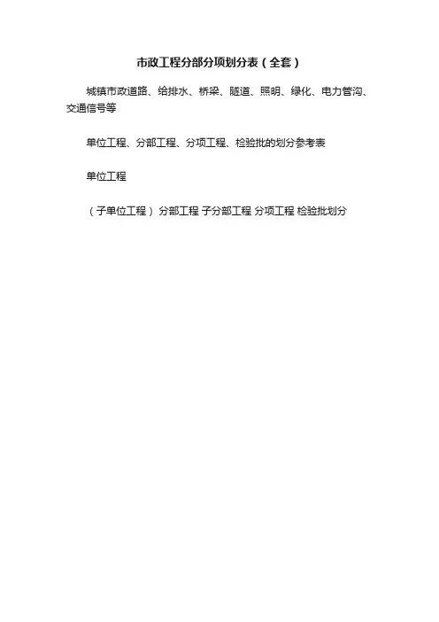 市政工程分部分项划分表（全套）